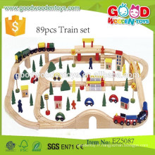 Bonne qualité enfants jouet OEM 89pcs train ensemble éducatif train en bois ensemble jouet EZ5087